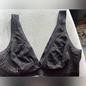 Lace leopard deep plunge bralette